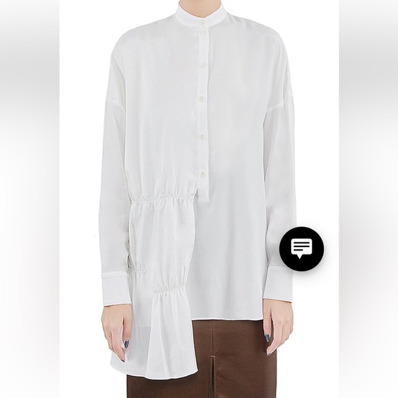 Tibi PATCHWORK SILK SHIRRED PANEL TUNIC - Picture 2 of 6